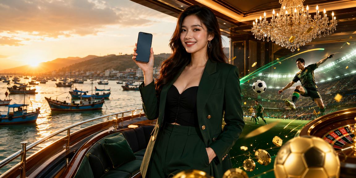 Người dùng truy cập casino di động trên bãi biển Mũi Né trong buổi chiều